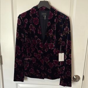 1. State Women's Floral Velvet Blazer - Navy and Pink